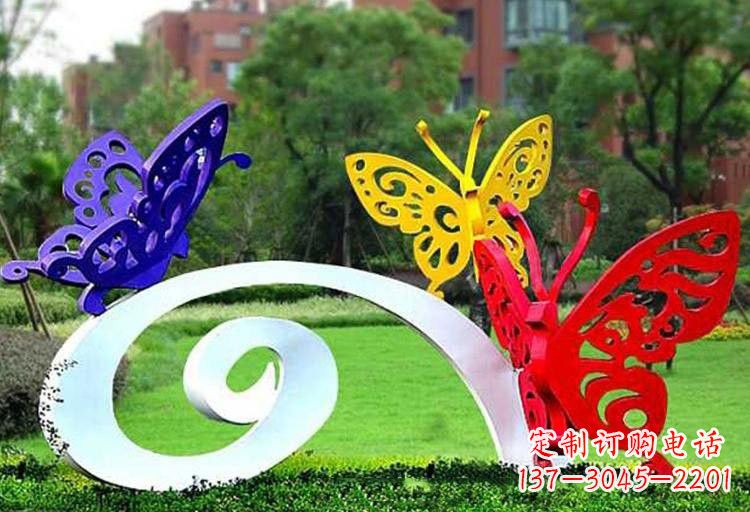 大连彩色蝴蝶雕塑,点亮不锈钢公园
