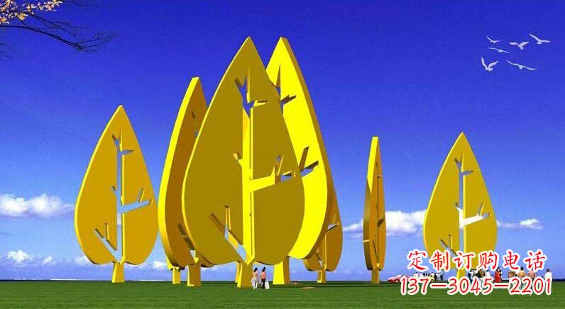 大连不锈钢树叶雕塑美丽的艺术装点