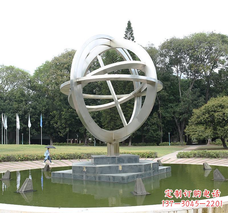 大连不锈钢地球仪雕塑把地球放在手中