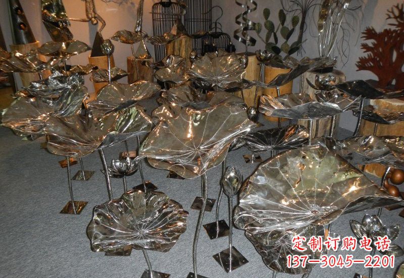 大连不锈钢荷叶雕塑——缔造美丽公园