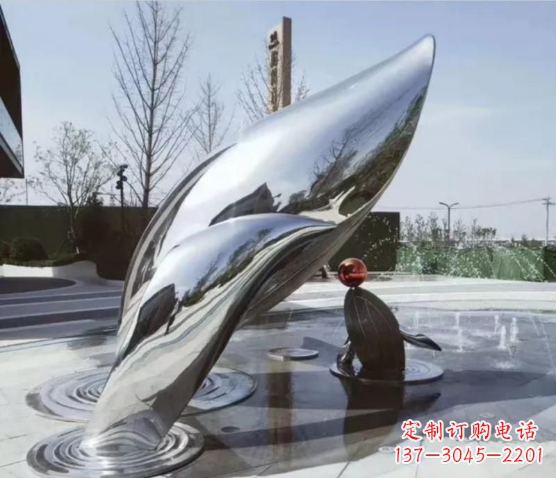 大连精美不锈钢海豚雕塑