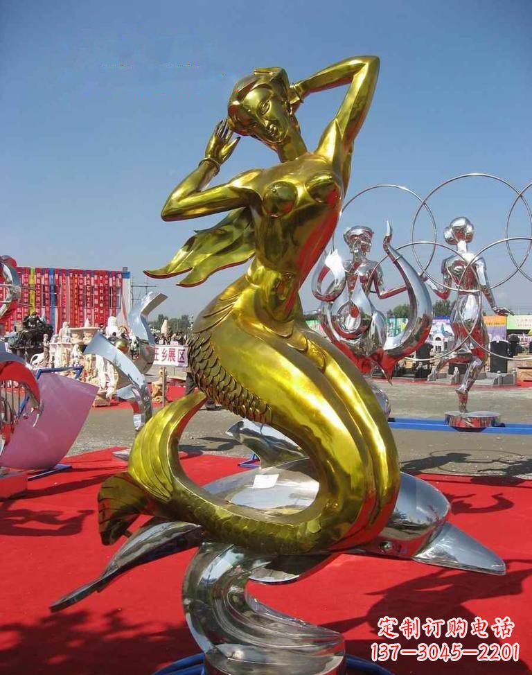 大连不锈钢美人鱼雕塑——美丽的象征