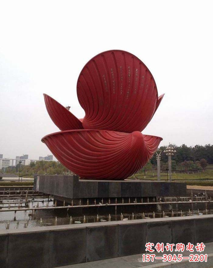 大连不锈钢贝壳喷泉雕塑——海洋之美无限