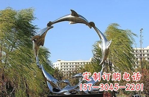 大连不锈钢海豚雕塑美的化身