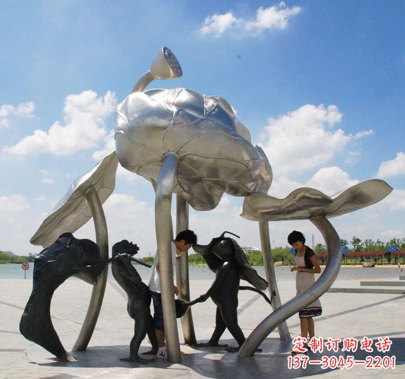 大连荷花之美——不锈钢荷花广场雕塑