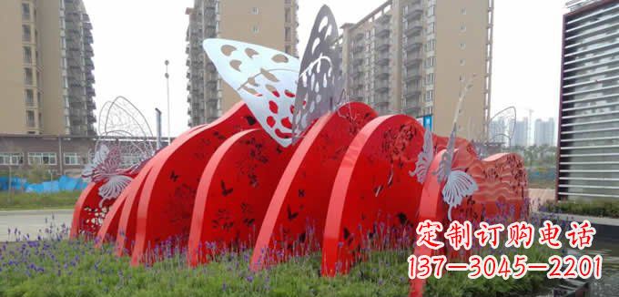 大连不锈钢蝴蝶小区景观雕塑美丽的蝴蝶展翅