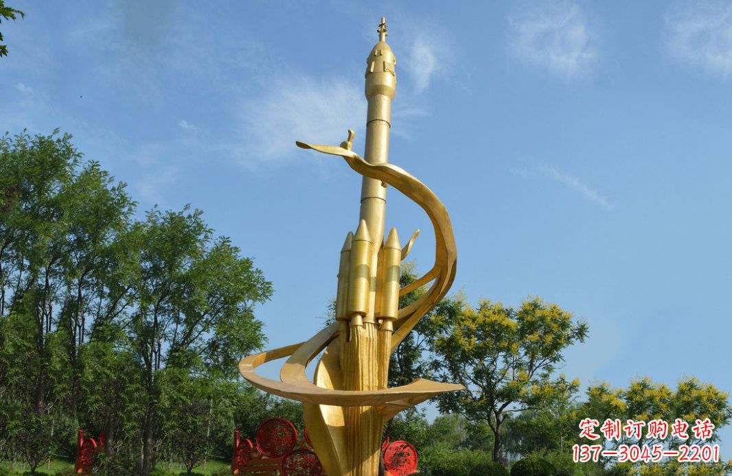大连火箭飞向蓝天不锈钢火箭广场景观雕塑