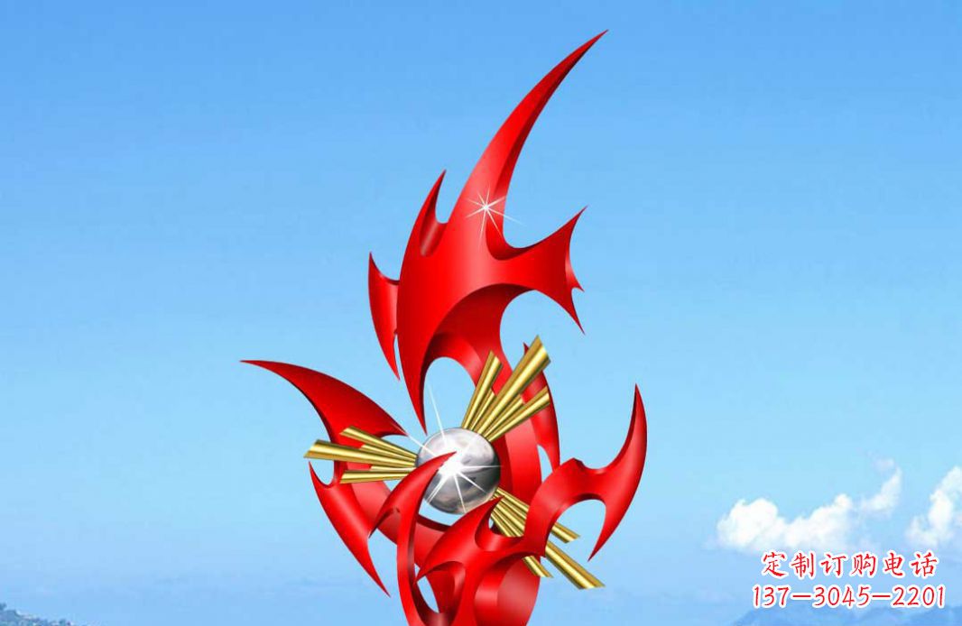 大连不锈钢火苗抽象景观雕塑给城市添彩