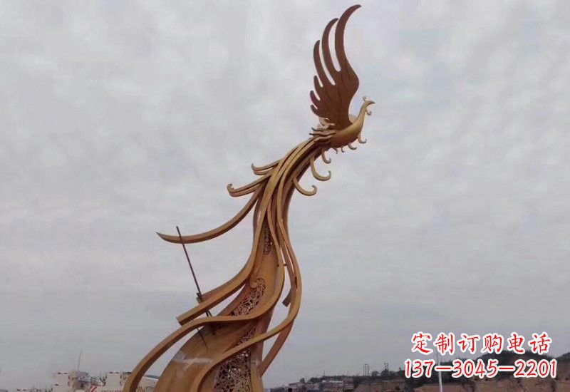 大连不锈钢凤凰雕塑精致美观