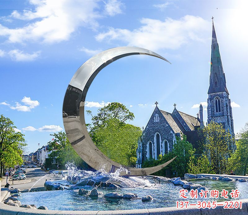 大连不锈钢景观月亮雕塑精美绝伦