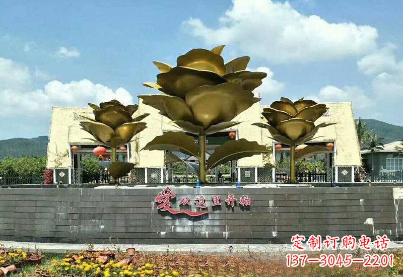 大连不锈钢玫瑰雕塑美丽的艺术品