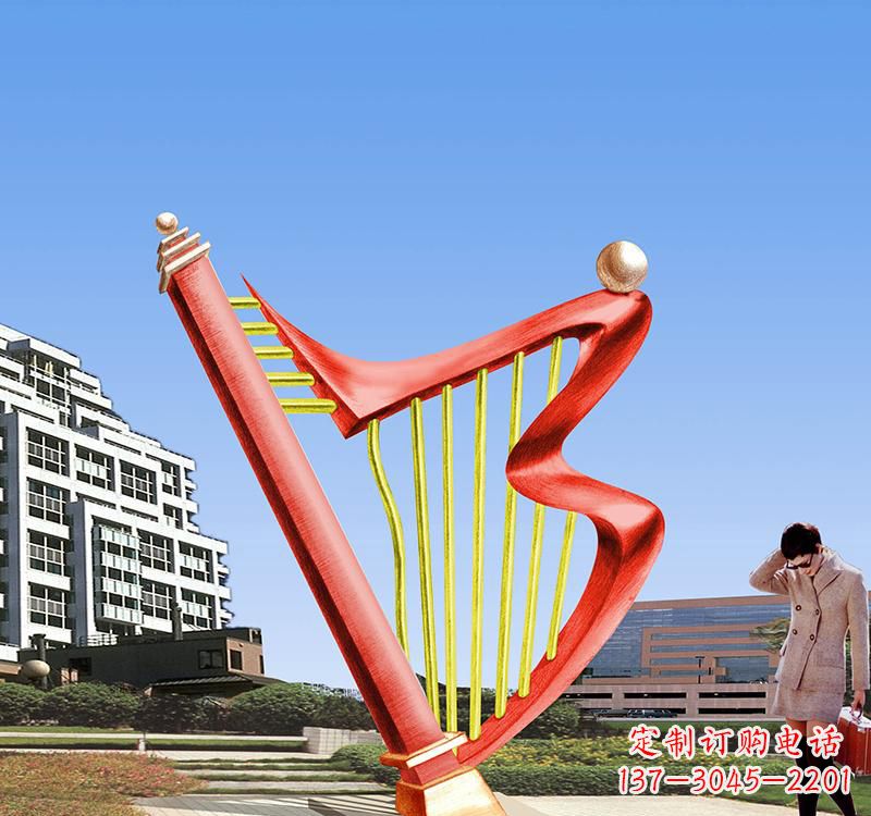 大连不锈钢竖琴雕塑把旋律汇聚成艺术精品