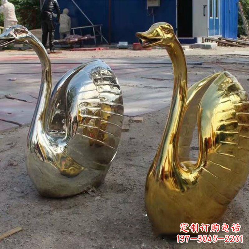 大连不锈钢天鹅雕塑精美而绚丽