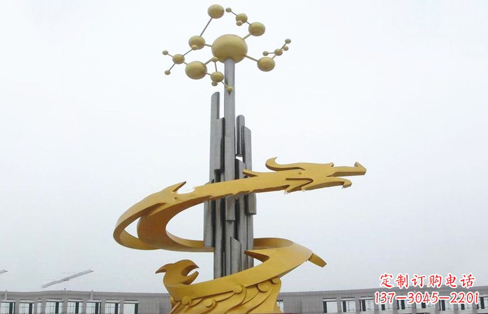 大连龙雕塑——点缀不锈钢城市景观