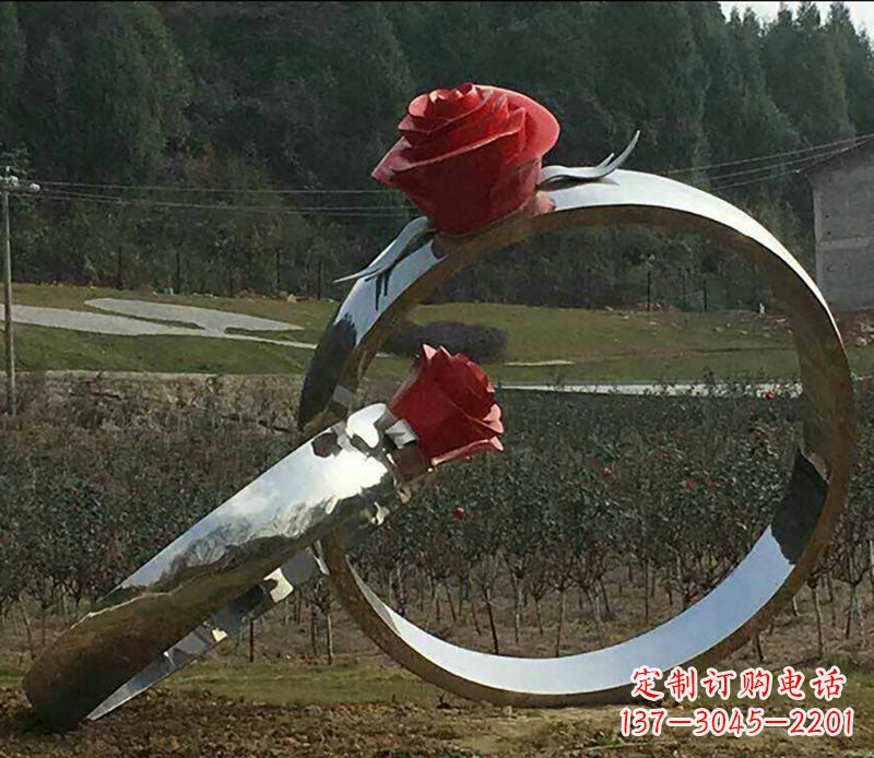 大连不锈钢玫瑰雕塑精美的艺术珍品