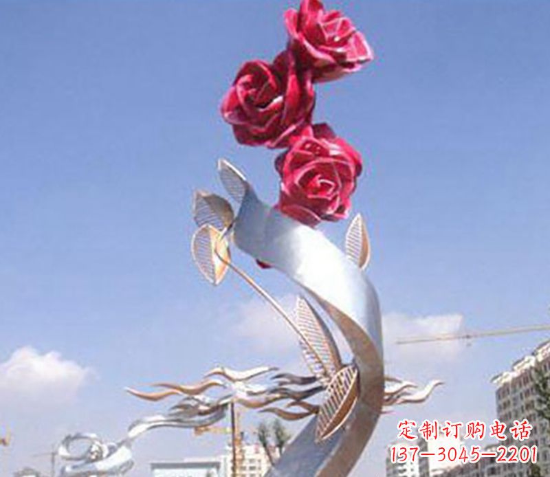 大连不锈钢玫瑰雕塑精美的艺术品
