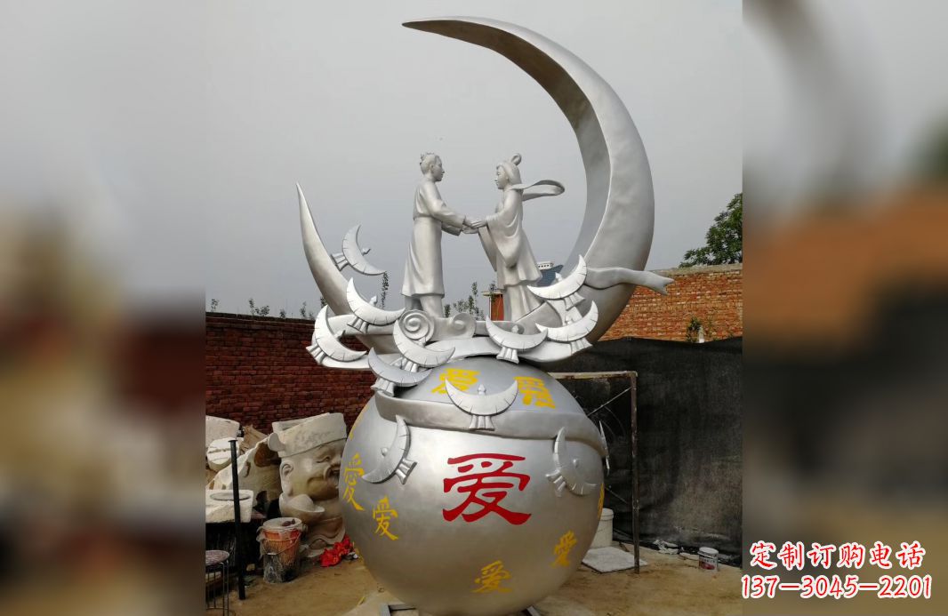 大连不锈钢牛郎织女雕塑爱情永存