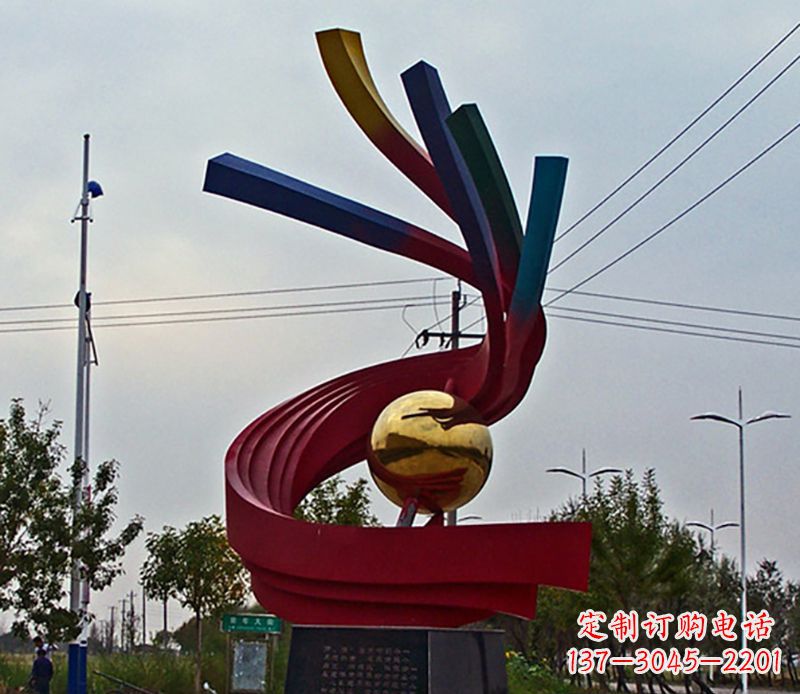 大连不锈钢飘带雕塑艺术与自然的完美结合