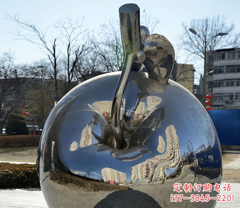 大连不锈钢苹果镜面雕塑精美绝伦