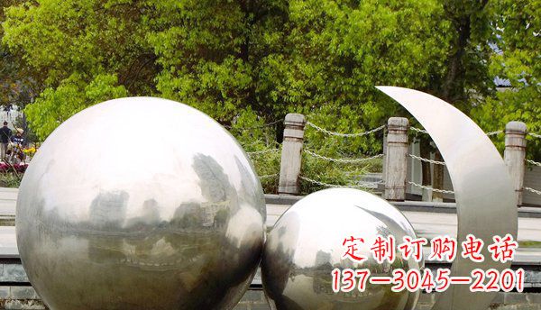 大连不锈钢球形地球月亮雕塑精美的艺术之作