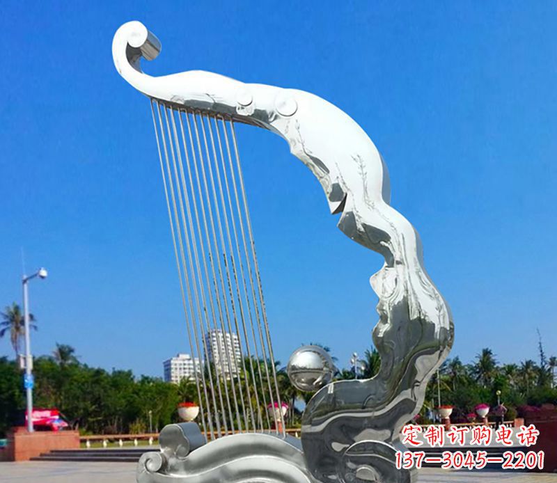 大连不锈钢竖琴雕塑——传承古典音乐之美