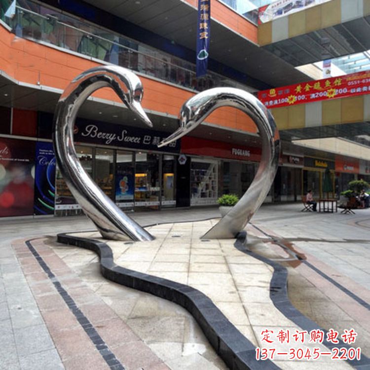 大连不锈钢天鹅爱情雕塑把浪漫永恒的爱情永久凝固