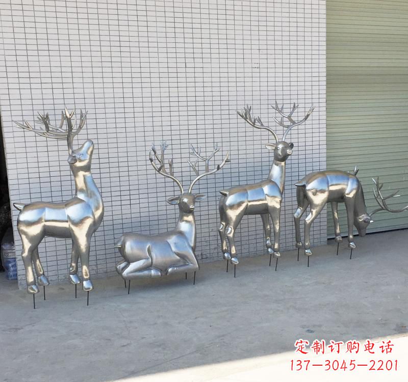 大连不锈钢梅花鹿雕塑传承美丽的自然