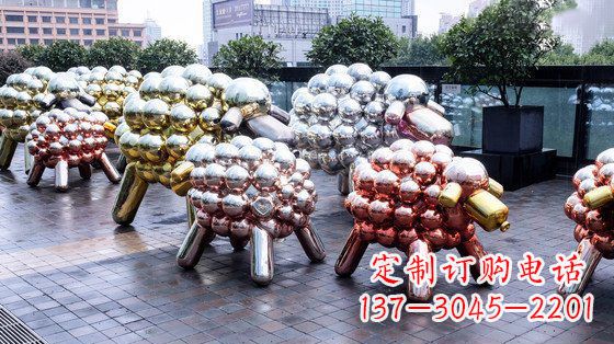 大连不锈钢小羊肖恩抽象动物雕塑