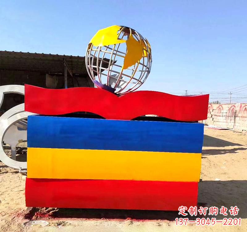 大连不锈钢校园地球仪雕塑缅怀地球之美