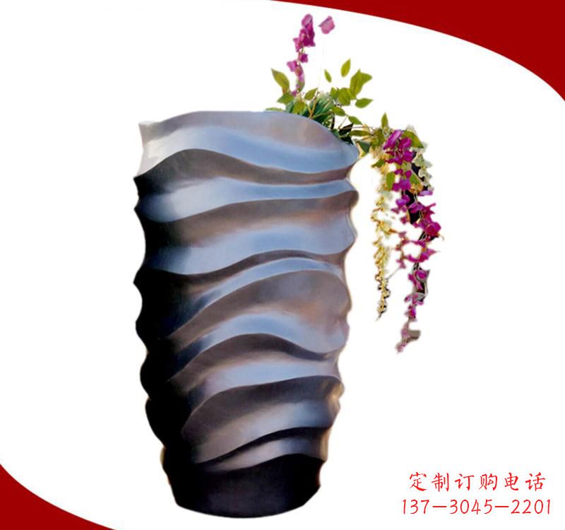 大连不锈钢校园景观花盆雕塑美化校园环境