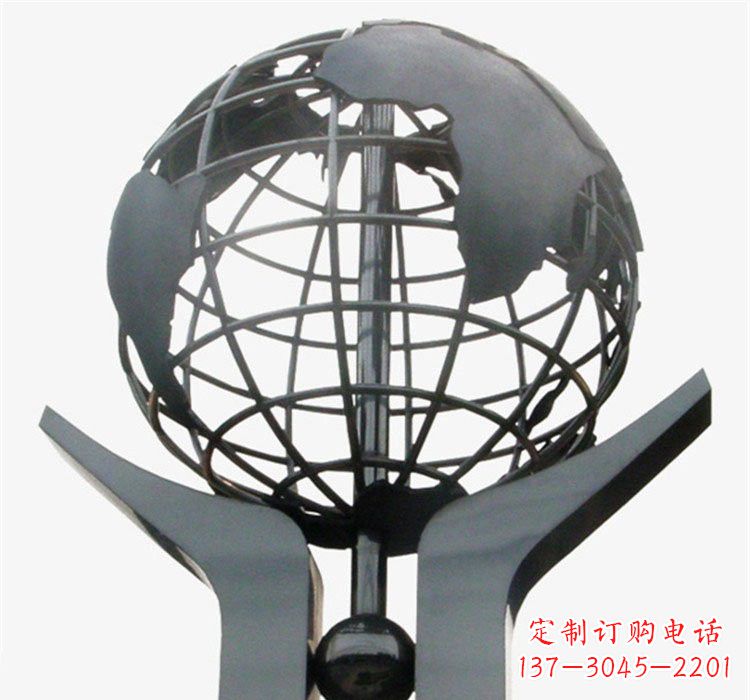 大连象征地球一体的不锈钢校园手托地球雕塑