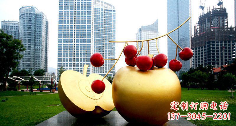 大连不锈钢苹果雕塑,添彩公园景观