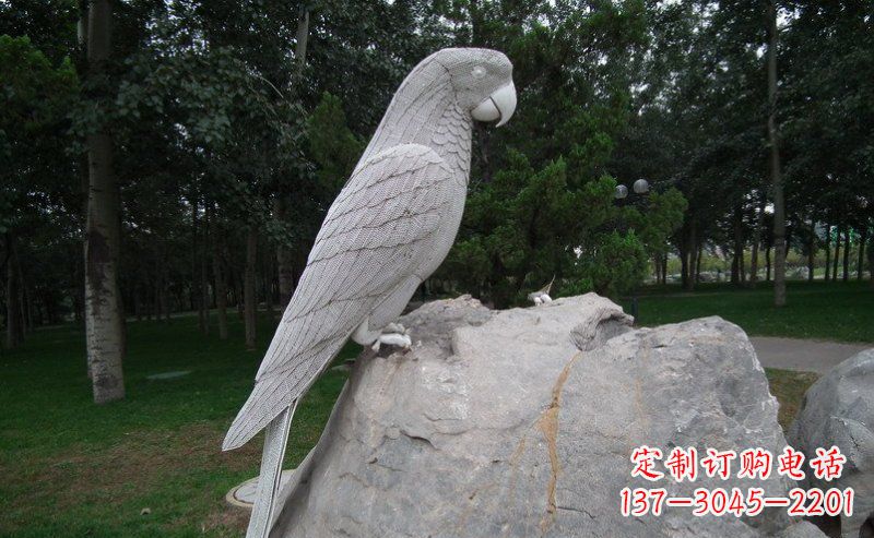 大连不锈钢鹦鹉精美的雕塑艺术