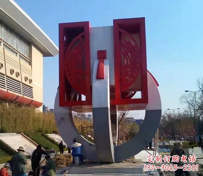 大连不锈钢圆环雕塑象征着永恒的美