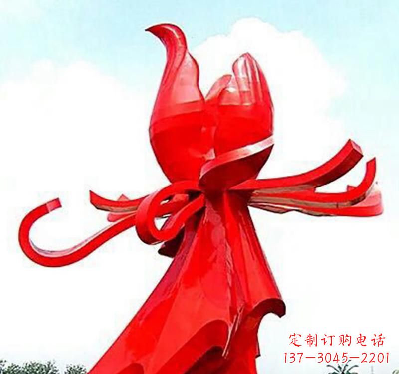 大连不锈钢玫瑰雕塑，传递爱与和平
