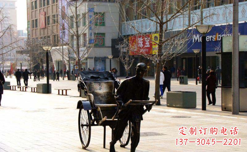 大连黄包车雕塑弘扬步行街人物景观