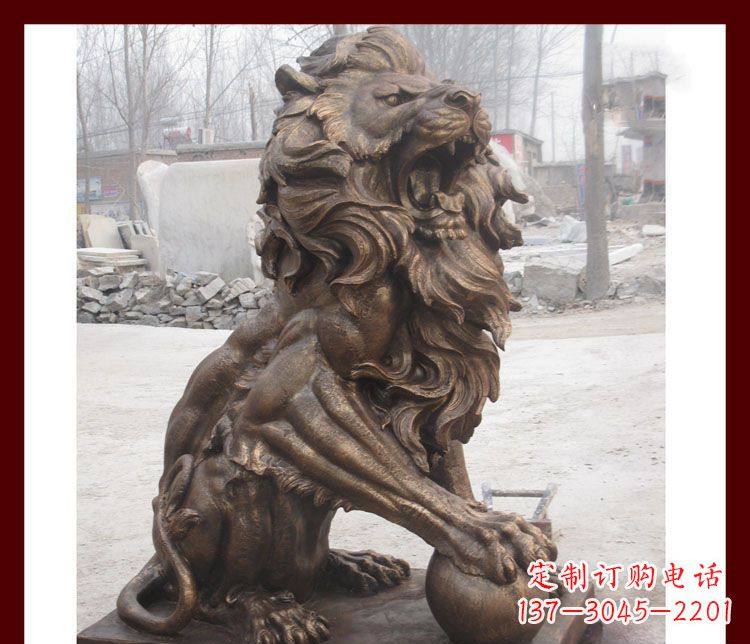 大连传统工艺——踩球欧式狮子铜雕