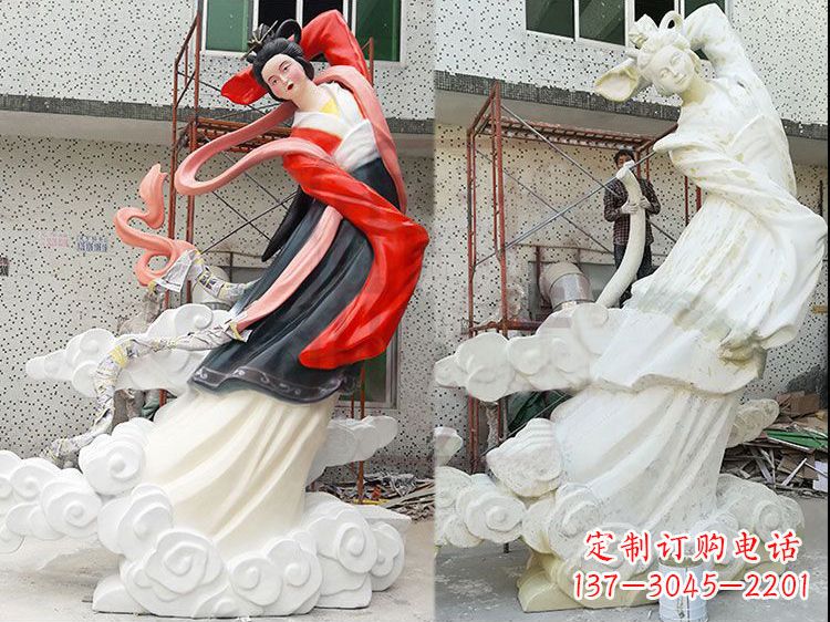 大连神话中的嫦娥玻璃钢彩绘雕塑