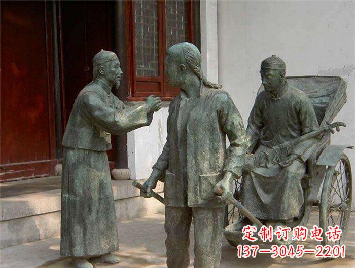 大连车夫拉车古代人物铜雕