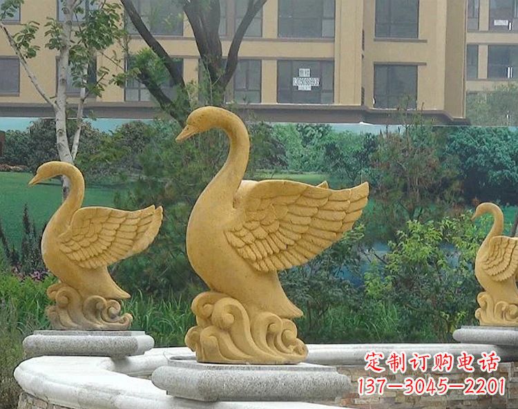 大连池塘水景喷泉天鹅雕塑-公园园林景区装饰动物雕塑