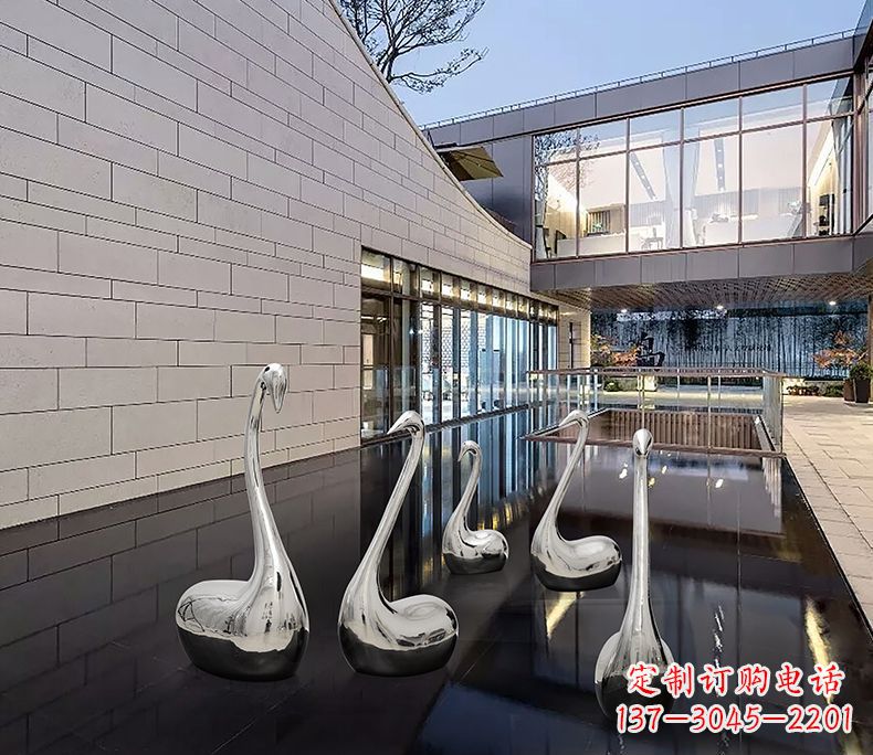 大连抽象不锈钢天鹅雕塑