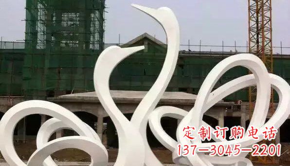 大连抽象不锈钢天鹅雕塑 (2)