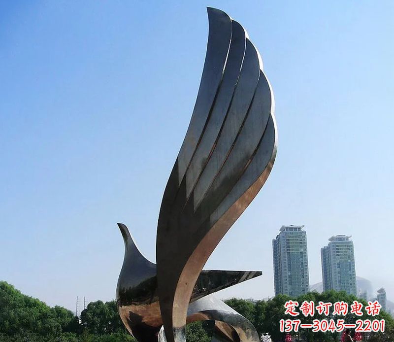 大连抽象翅膀雕塑不锈钢