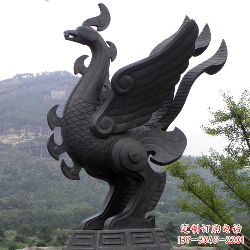 大连抽象凤凰铜雕-景区景点上古神兽动物景观雕塑