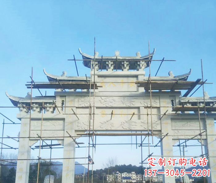大连大理石三门牌坊雕塑