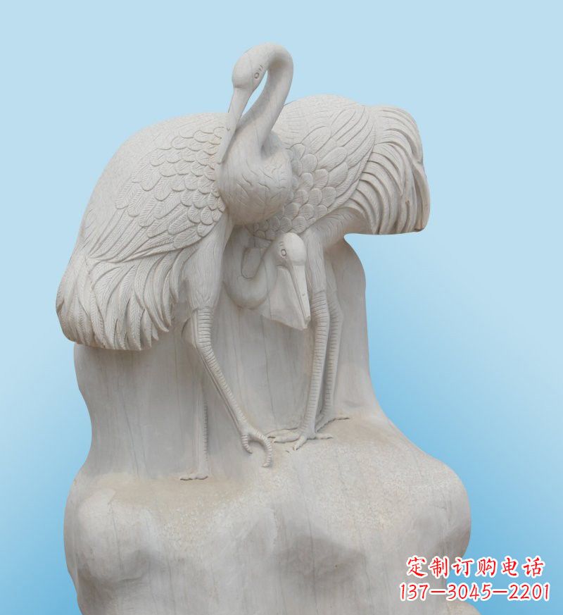 大连大理石制作的丹顶鹤雕塑