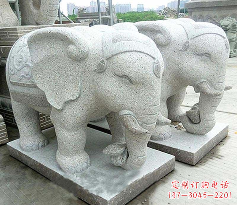 大连大理石制作的精美招财大象雕塑