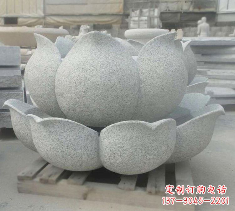大连高雅精美的大理石公园莲花喷泉雕塑