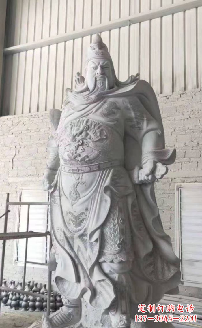 大连大理石关公雕塑,精美绝伦