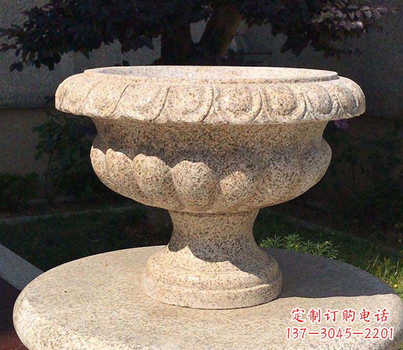 大连大理石花钵公园花盆石雕